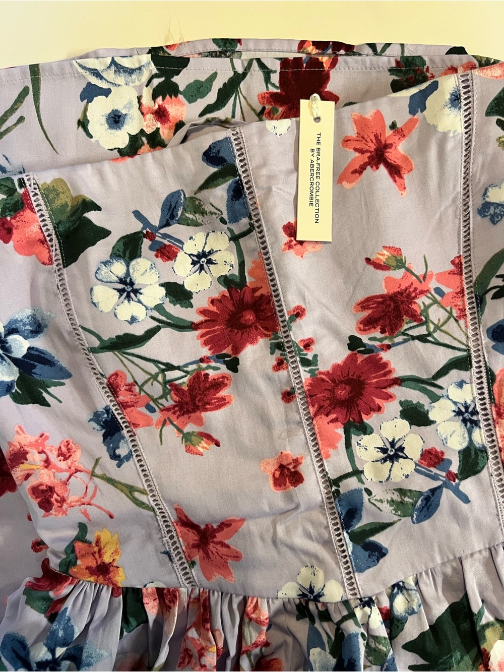 Abercrombie & Fitch Lavender Floral Strapless Midi Dress (bra free collection) - Picture 4 of 7